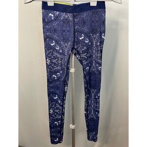 SKINS Women's Medium Blue Paisley Print Athletic Running Leggings Tights‎